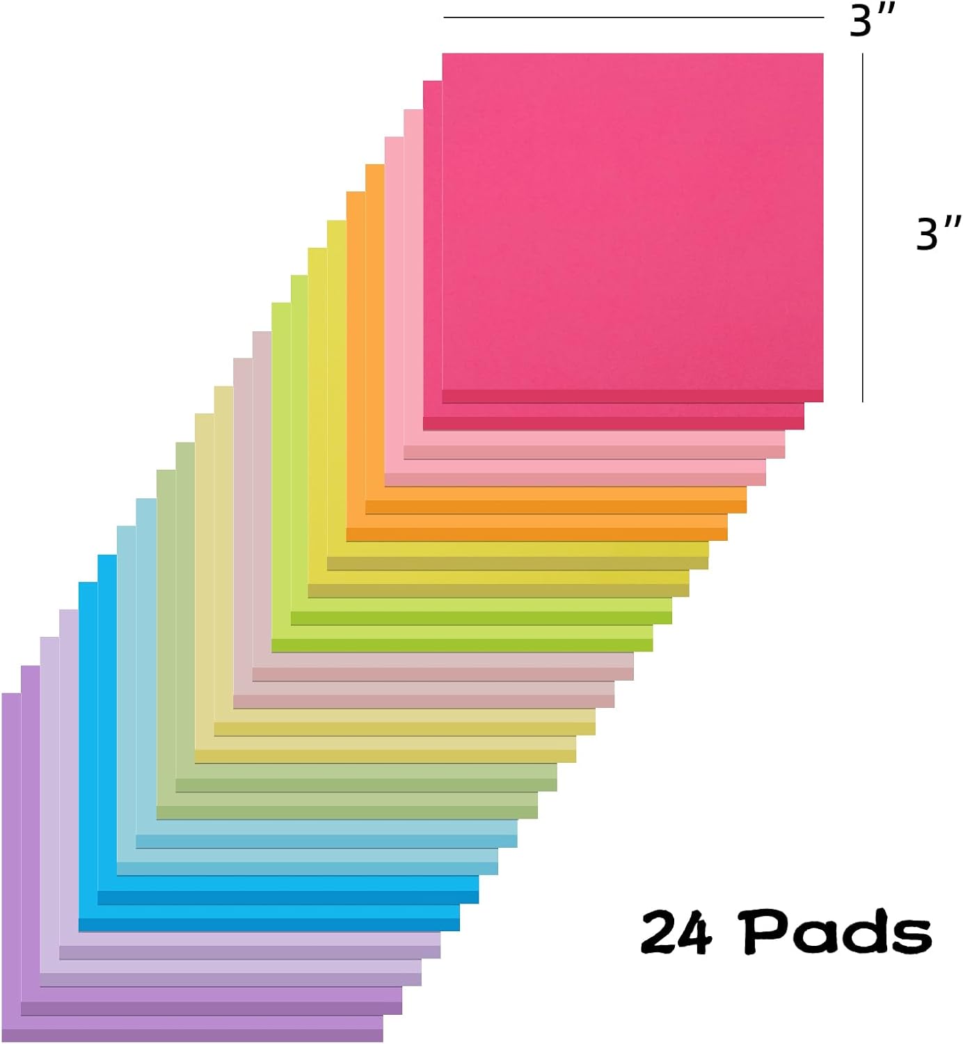 (24 Pads) Sticky Notes 3x3 Inches,Bright Colors Self-Stick Pads