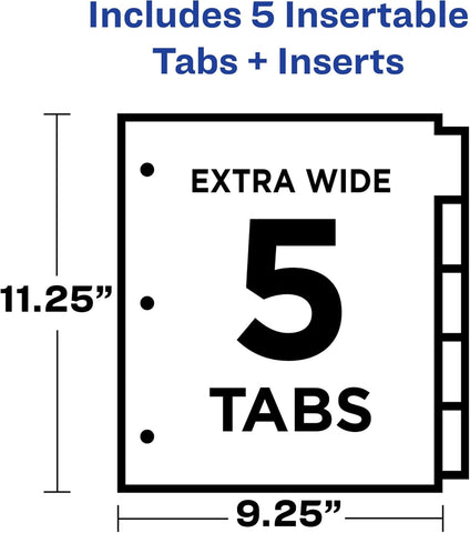 Avery Big Tab Insertable Plastic Dividers, 5-Tab, Multicolor, 1 Set