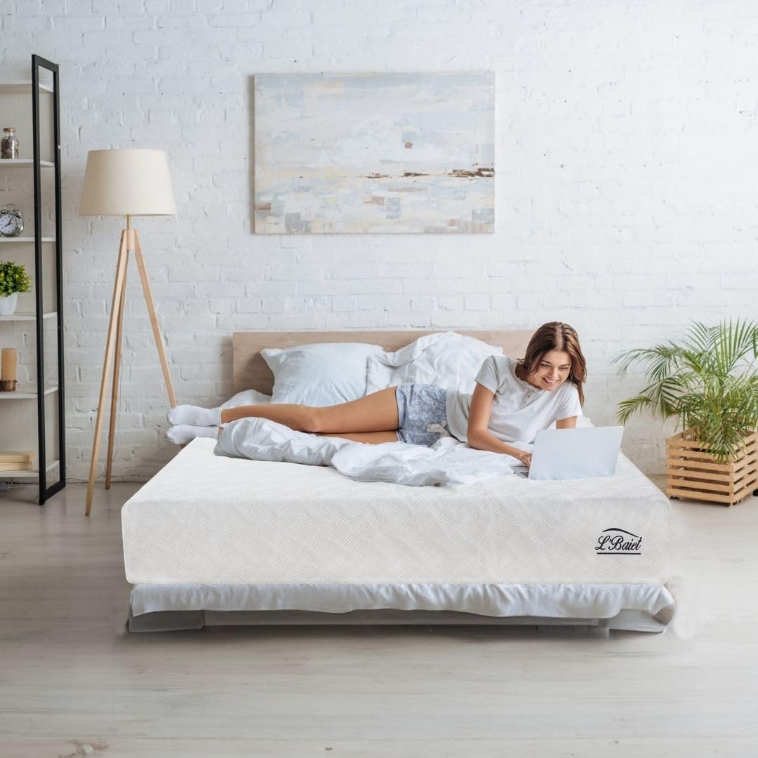L’Baiet 8 Inch Gel Memory Foam Mattress, Twin Size - Bed in a Box - Medium Firm - Breathable Cooling-Gel Comfort Technology - Pressure Relief Comfy Support Soft Fabric Cover - CertiPUR-US Certified