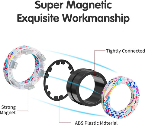 9Pcs Magnetic Rings Fidget Toys Adult Set, Idea ADHD Fidget Stress Toy Pack,Fidget Spinner Rings for Anxiety Relief Therapy Toys for Boy and Girl Ages 8-13,Teens Gift Easter Basket Stuffers