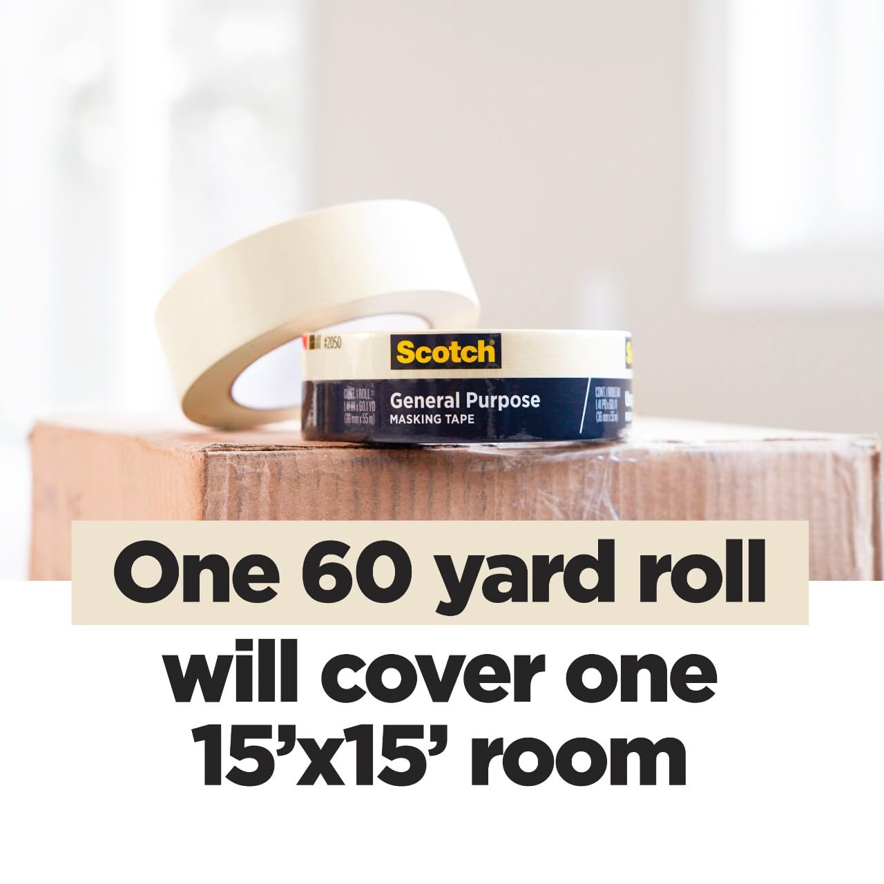 Scotch General Purpose Masking Tape, 1 Inch Wide, 1 Roll, 2050