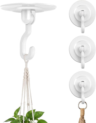Adhesive Ceiling Hooks for Hanging Plants - 3lb 360° Swivel Ceiling Decor