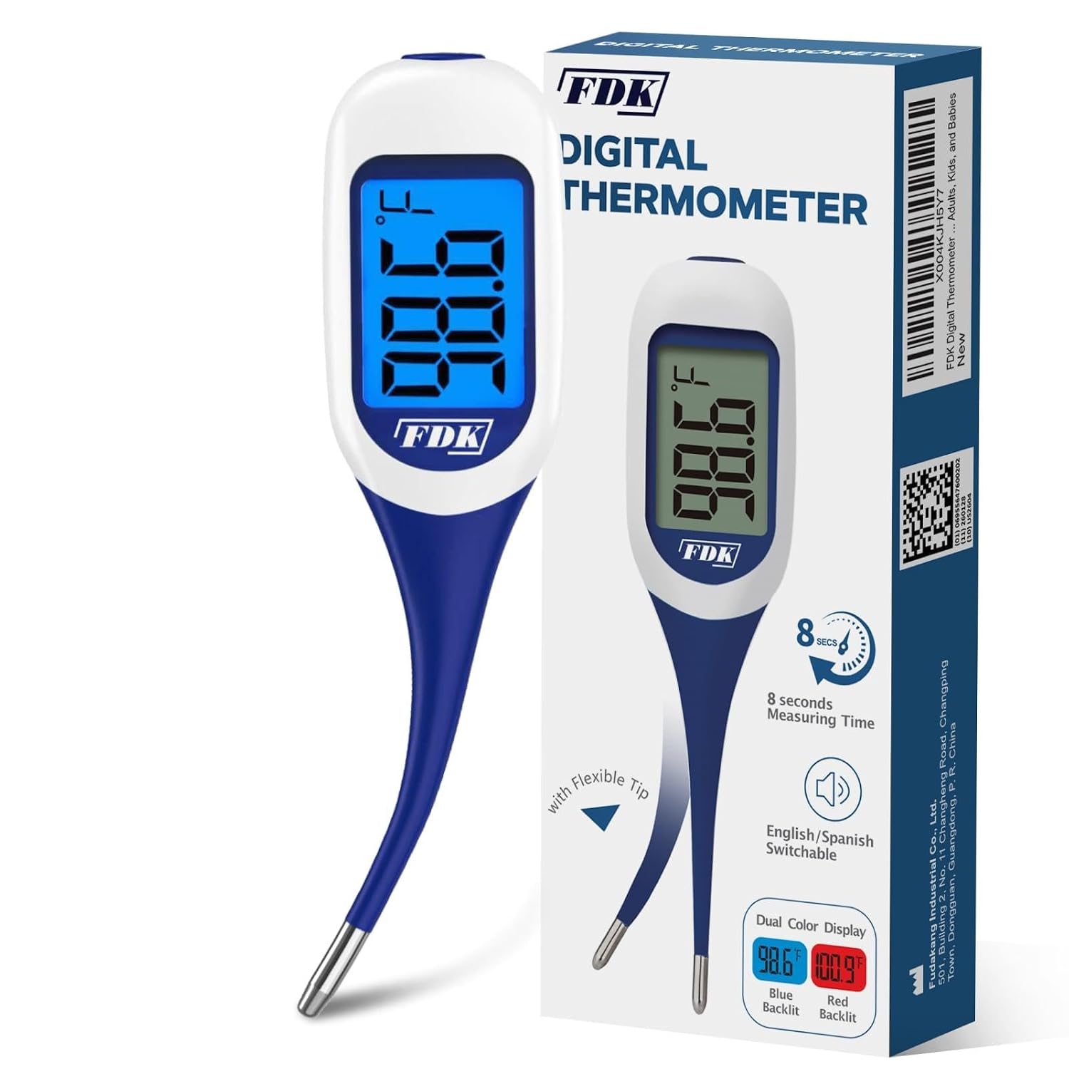 FDK 8-Second Large Digital Thermometer for Adults Fever Case