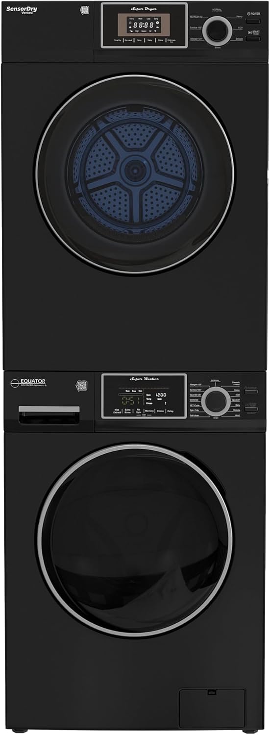 Equator Compact Stackable Laundry Washer EW 822 + Dryer ED 866, Black