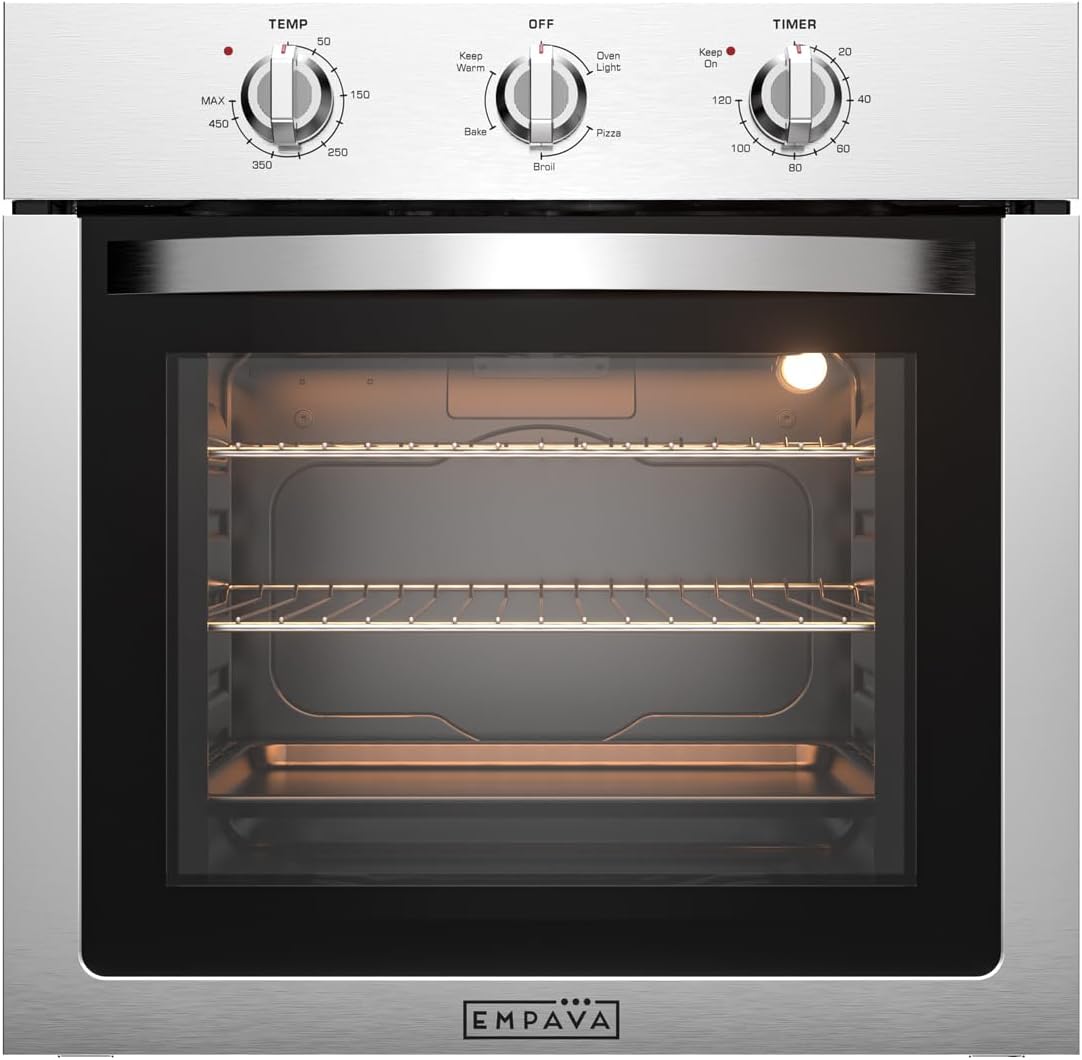 Empava 24" 2.5 cu ft Single Electric Wall Oven, Mechanical Knobs, 24WOE40L