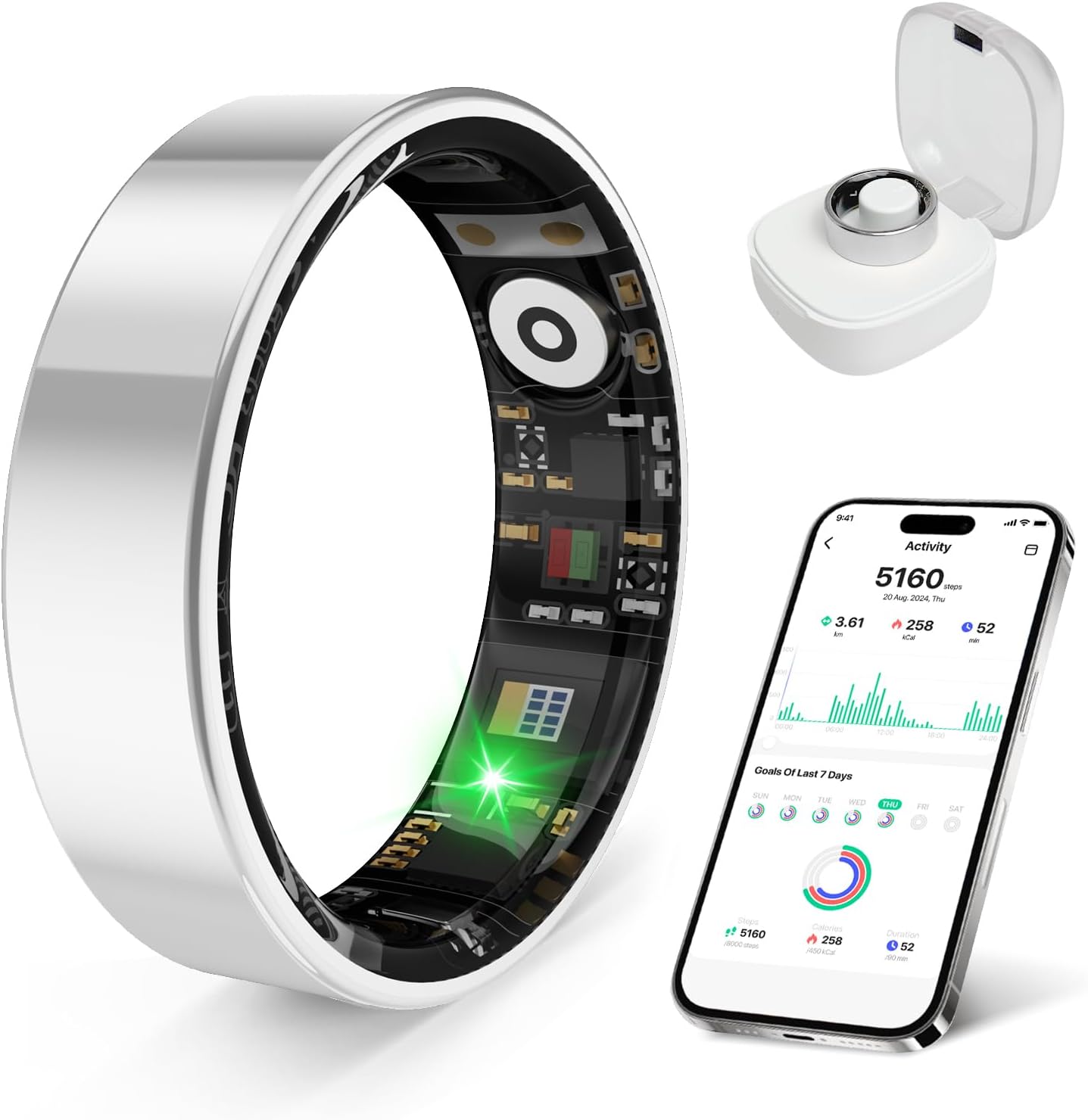 2026 Smart Ring New Health Tracker, IP68 Waterproof, iOS/Android Compatible, Sleep, Exercise & Health Monitoring, No Subscription, 5-Day Battery Life for Women & Men (Silver, 10)