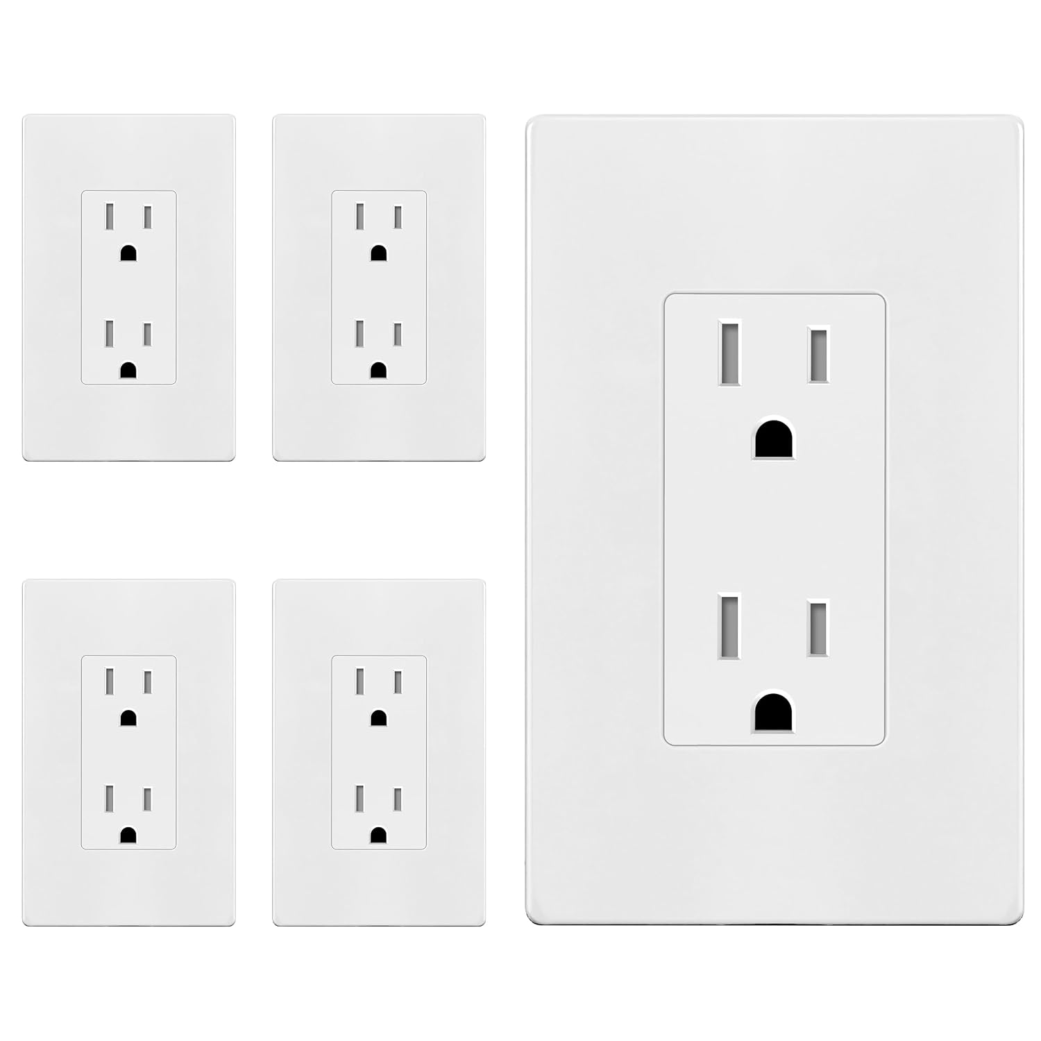 ENERLITES Decorator Outlet 5 Pack, 15A Standard Electrical Wall Receptacle