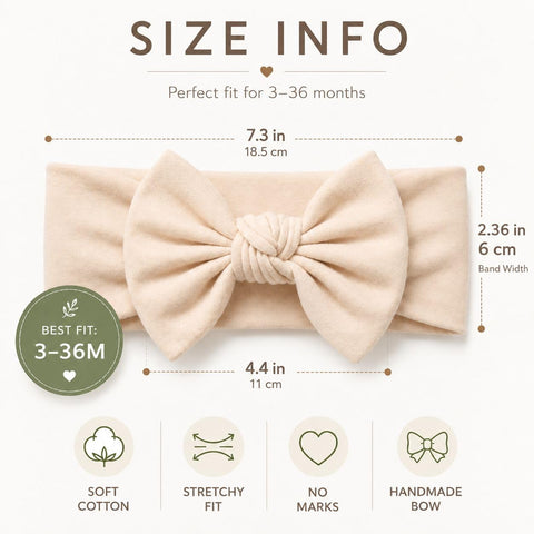 Baby Girl Headbands-Infant,Toddler Cotton Handmade Hairbands with Bows Child Hair Accessories (2, Powder Pink- Light Beige, 3-36 Month)