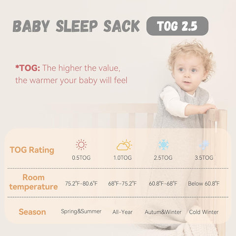 Yoofoss Baby Sleep Sack 12-18 Months TOG 2.5 Winter Baby Wearable Blanket
