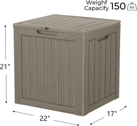 35 Gallon Resin Deck Box Waterproof Outdoor Storage Box for Patio Furniture Pool Accessories Indoor Storage for Cushion Garden Tools, Gray