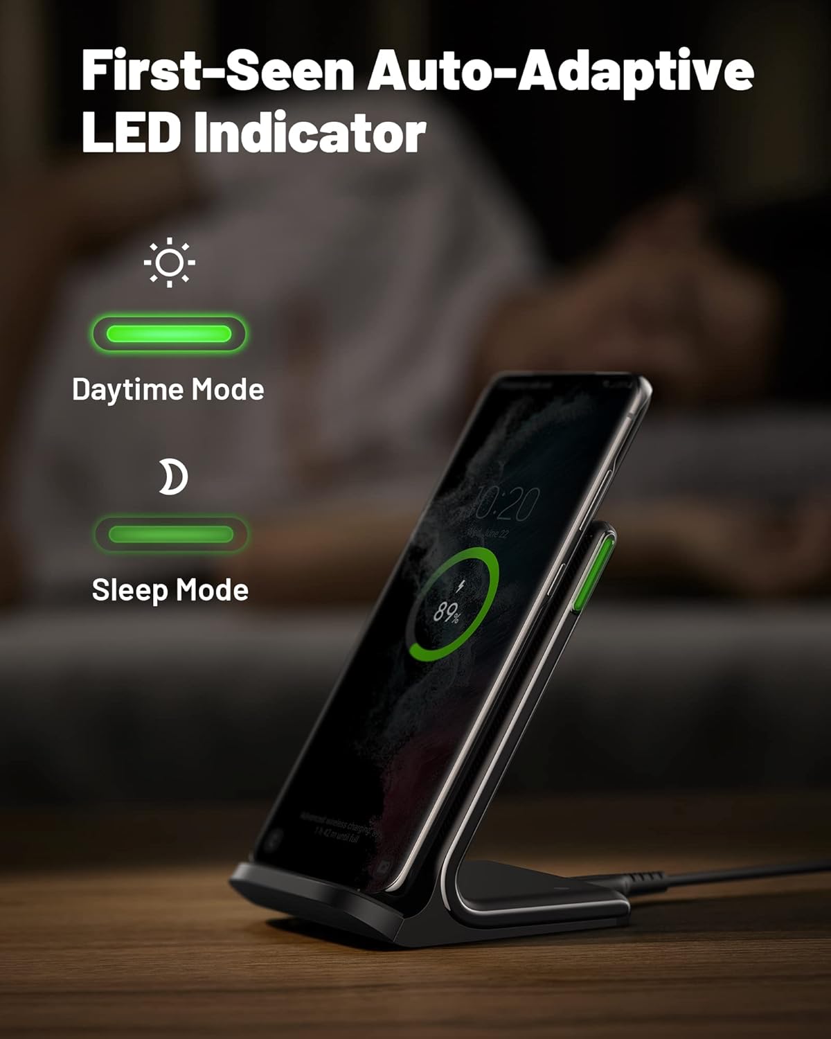 INIU Wireless Charger, 15W Fast Wireless Charging Phone Station with LED