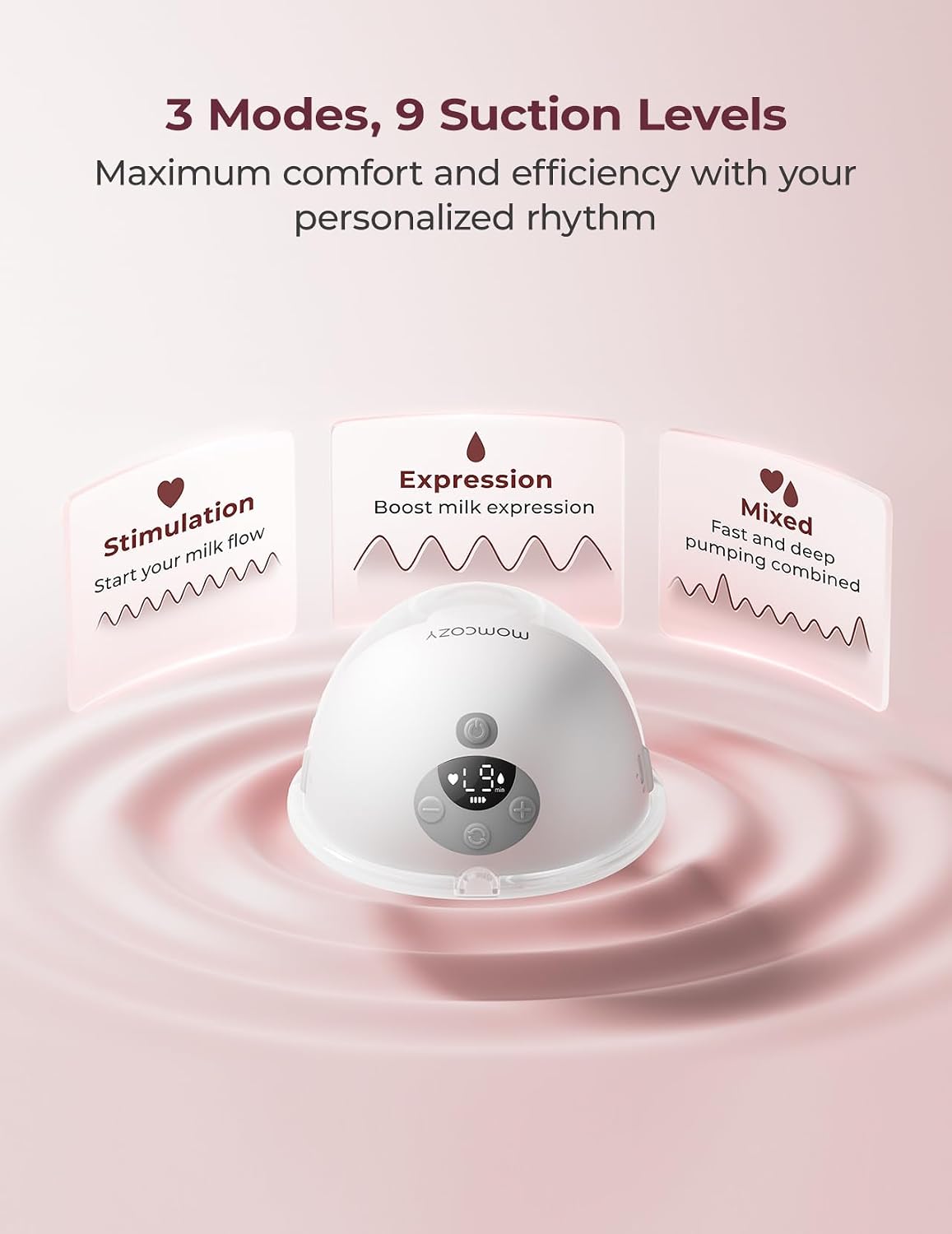 Momcozy M5 Smart APP Controlled Wearable Breast Pump, 2-Pack Quill Gray