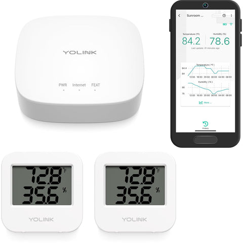 YoLink Indoor Temperature and Humidity Sensor Kit: 2-Pack + Hub