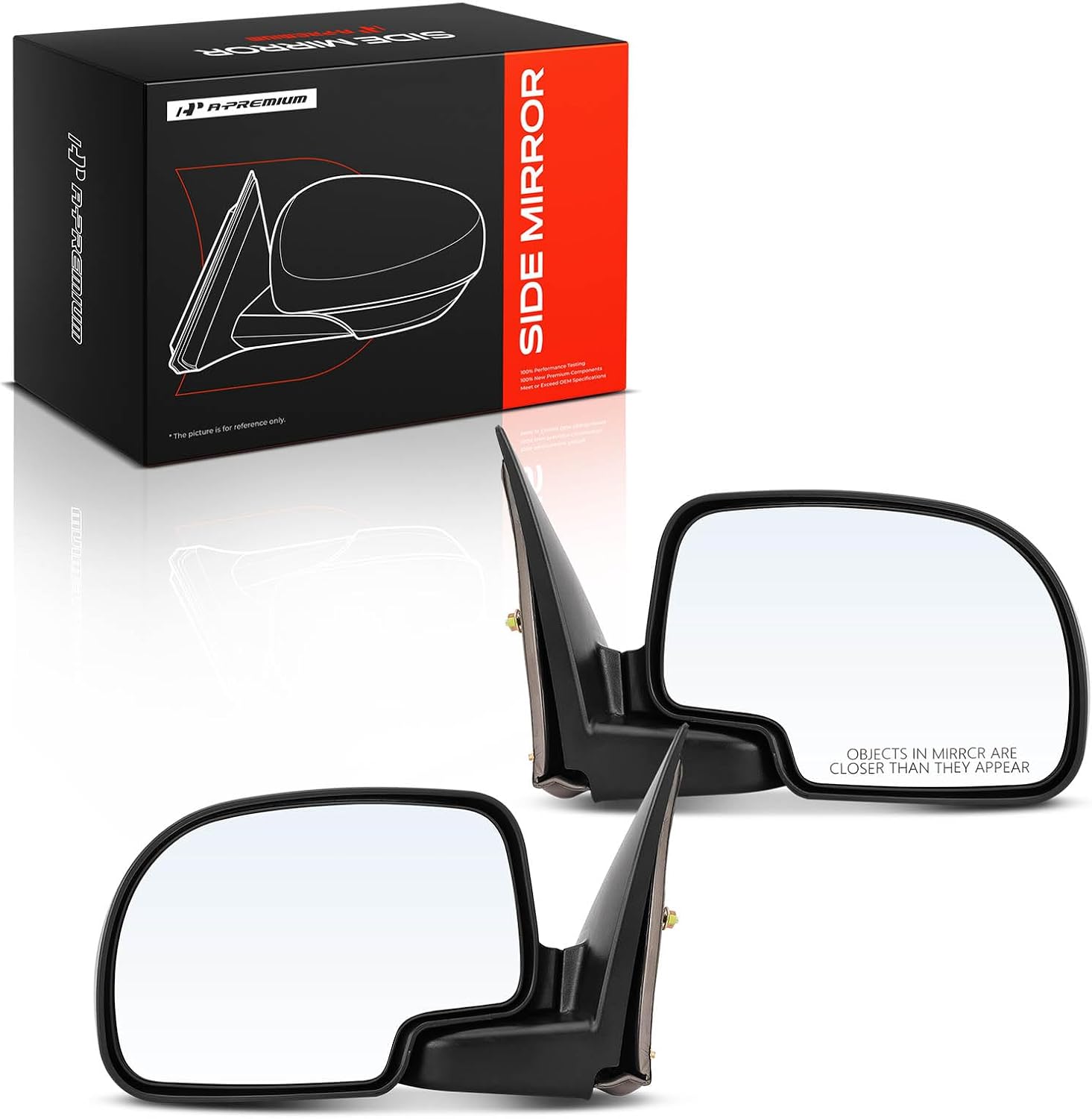 A-Premium Pair (2) Driver and Passenger Side Manual Door Mirror