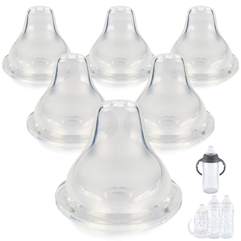 Sippy Cup Nipples for NUK Active Sippy Cup and Learner Cup,Variable Flow, Silicone Replacement Nipple,6+ Months,6 Count