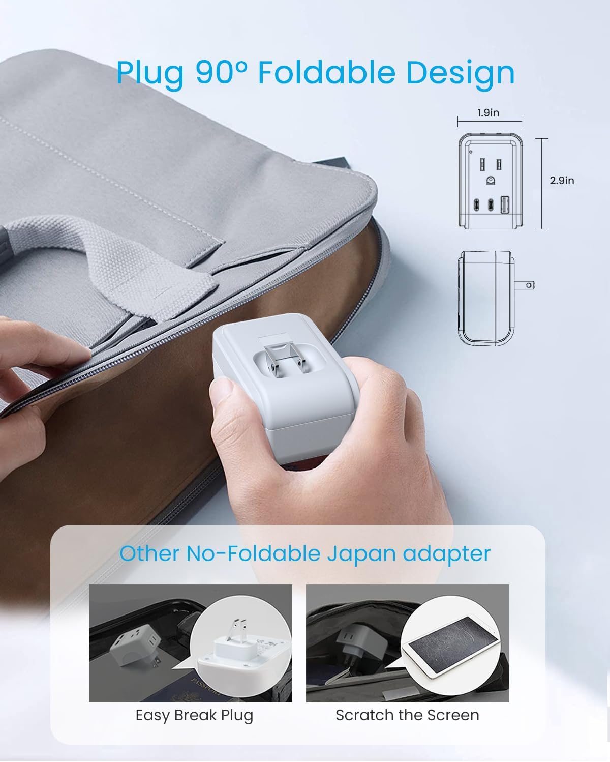 VINTAR US to Japan Plug Adapter, 2 Pack Foldable Japan Outlet Adapter