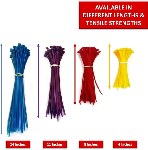 Kable Kontrol Cable Zip Ties, 4 Inch, 100 Pcs, 18lbs Test, Blue