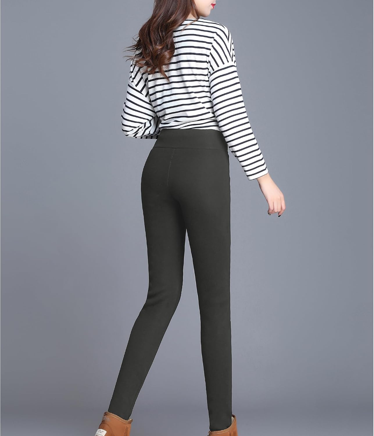 Hixiaohe Casual Sherpa Fleece Lined Leggings Women Winter Warm Pants High Waisted Stretchy Thick Thermal Tights Cold Weather