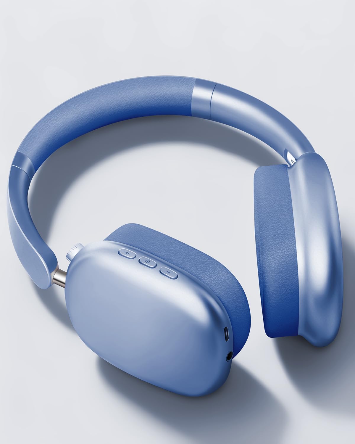 Wentronic Y01 Wireless Noise Canceling Headphones Bluetooth 5.3 Over Ear Headphones with Microphone, Hi-Res Audio, 48H Playtime, Foldable Comfortable Earpads,Compatible with iOS,Android,PC, Blue