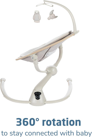 Maxi-Cosi Cassia Smart Baby Swing for Infants, Portable, Foldable Infant Swing with Music, 360 Rotation, 5 Speeds, 12 Melodies, EcoCare Fabric, Auto Motion Sensor, 2 Reclines, Classic Oat