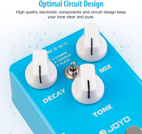 JOYO Digital Reverb Guitar Pedal, 32-bit DSP with 3 Modes (Studio/Church/Plate) & Decay/Mix/Tone Control, True Bypass (MOIST JF-20)
