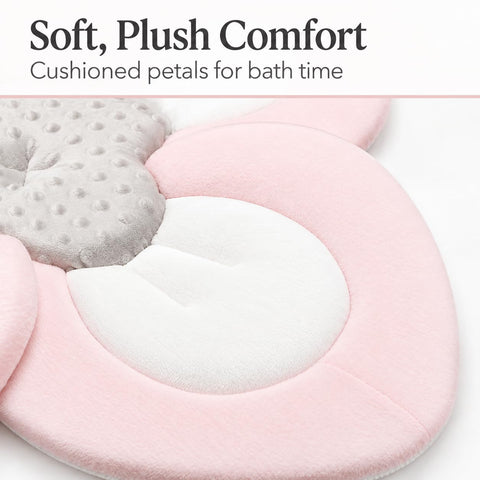 PandaEar Baby Bath Pad for Infant Newborn | Soft Flower Petals for Sink Bathtub Essentials Shower Gift (Pink)