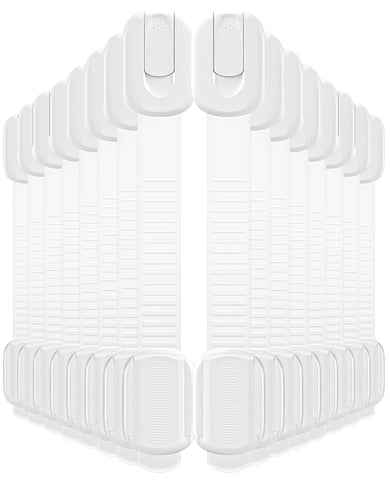 16 Pack Cabinet Locks Baby Proofing, Child Proof Cabinet Locks with 3M Adhesive - Easy Installation with Adjustable Straps, Multi-Purpose Child Safety Latches for Drawers Fridge Trash Cans Toilets