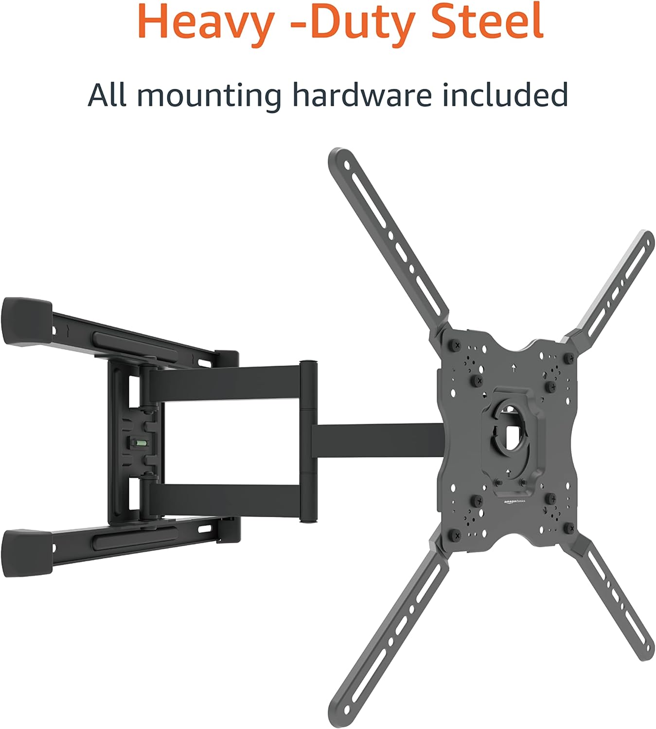 Amazon Basics Full Motion TV Wall Mount with Horizontal Post Installation Leveling for 32" to 86" TVs, Black