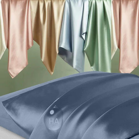 Silk Pillowcase for Hair and Skin, Mulberry Silk Pillow Cases Queen Size, Soft Anti Acne Cooling Sleep Both Sides Natural Silk Satin Pillowcases with Hidden Zipper, Gifts for Women Men, Ash Blue
