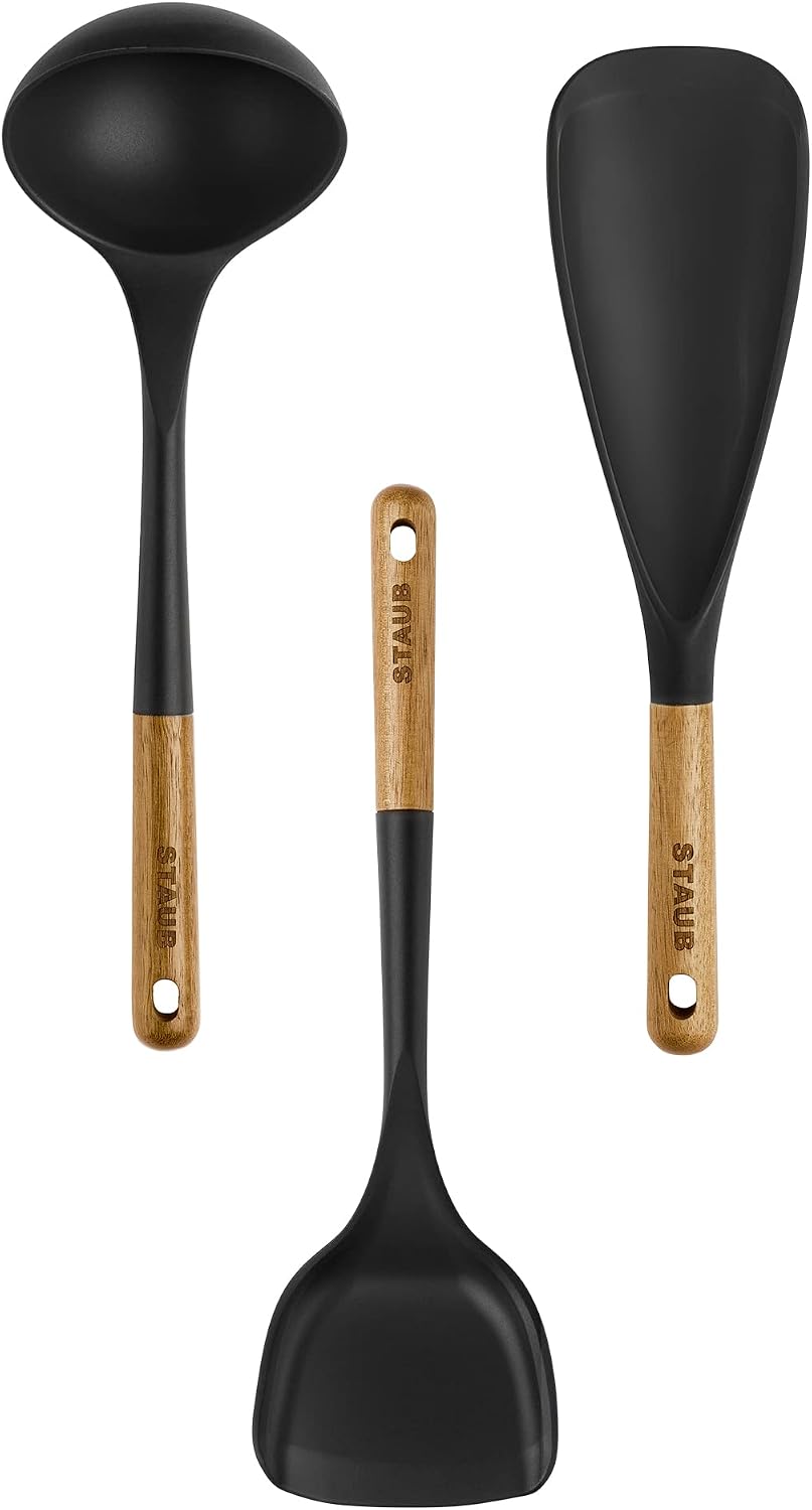 Staub 5-Pc Cooking Utensil Set, Non-Stick Silicone, Black