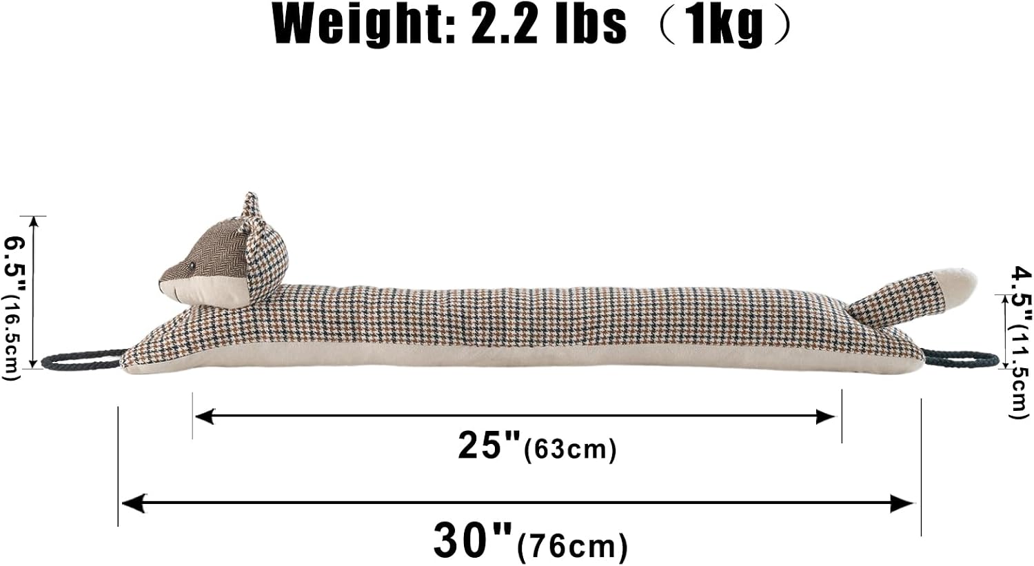 Marwood Under Door Draft Stopper Decorative Wind Stopper 30 inch for Door & Window, Weighted Animal Air Draft Stopper Snake Noise Blocker for Bottom of Door with Hanging Loops - Fox