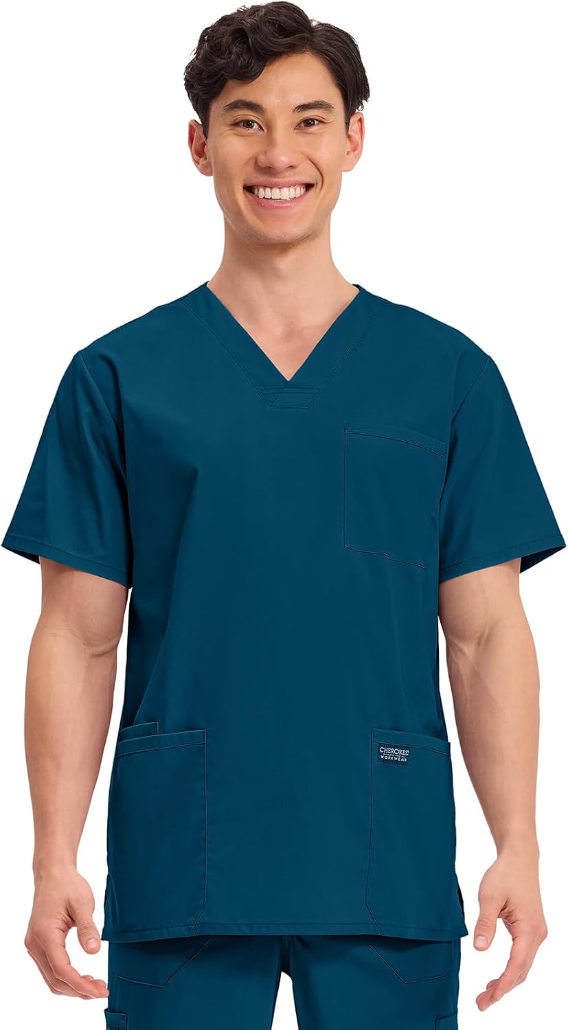 Cherokee WW Professionals Men's V-Neck Scrub Top 4 Pockets Medical Shirt