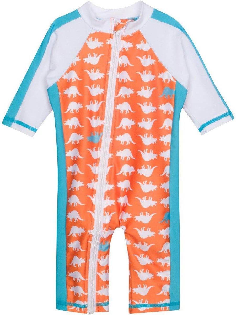 SwimZip UPF50+ Boys Swim Shirt, Long Sleeve One Piece Kids Sunsuit
