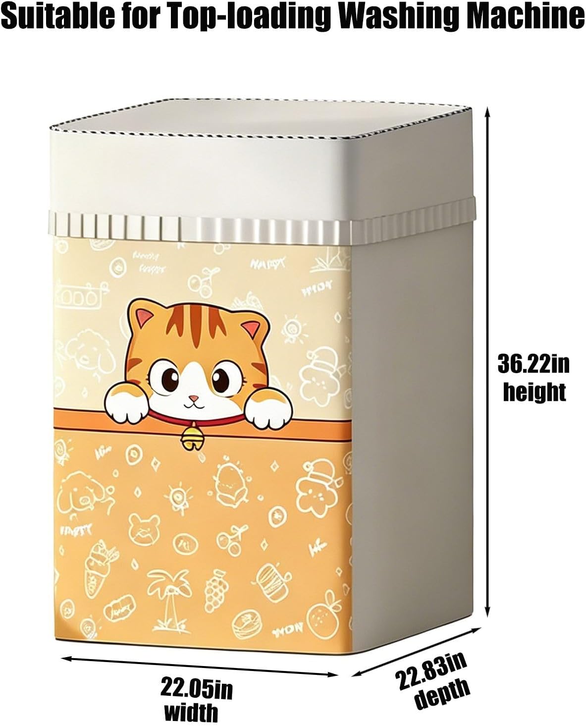 Top Load Washing Machine Cover Waterproof Washer Dryer Cover with Zipper Adjustable Buckle Outdoor Full-Automatic washer Protector Case 22x22.8x36.2inch (Cute Cat)