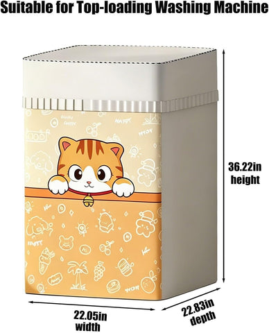 Top Load Washing Machine Cover Waterproof Washer Dryer Cover with Zipper Adjustable Buckle Outdoor Full-Automatic washer Protector Case 22x22.8x36.2inch (Cute Cat)