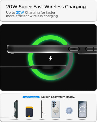 Spigen for Galaxy S26 Plus Case, Ultra Hybrid MagFit [Anti-Yellowing] [Compatible with MagSafe] [Fast Wireless Charging] - Clear White