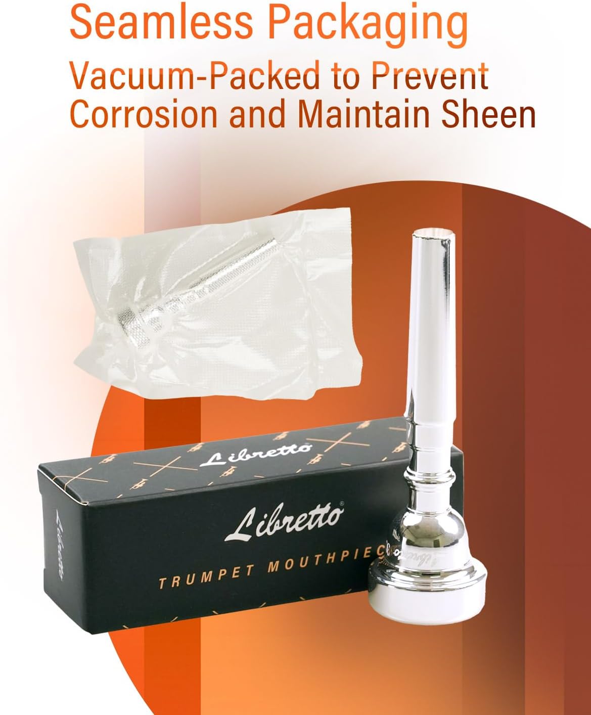 Libretto 3C Trumpet Mouthpiece, 2μm Silver Plated, Enhances Tone & Projection, Fits C & B♭ Trumpets, Ideal for Advanced Players
