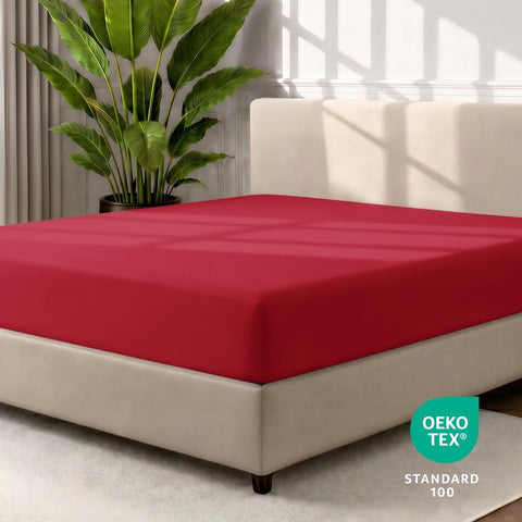 Bare Home 2-Pack Fitted Sheet 1800 Ultra-Soft (Twin XL, Red)