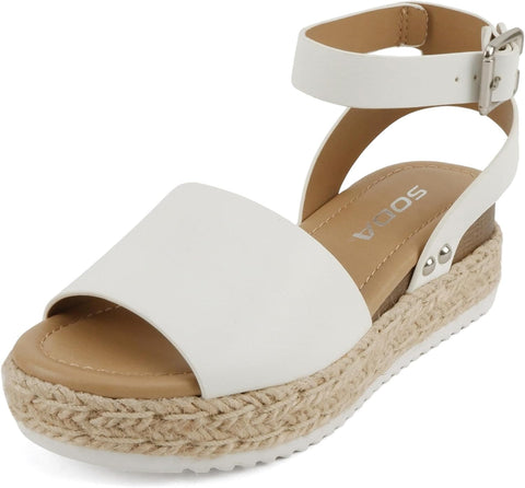 Soda Little Kids/Children/Girls Topic-IIS Espadrille Flatform Wedge Open Toe Sandals