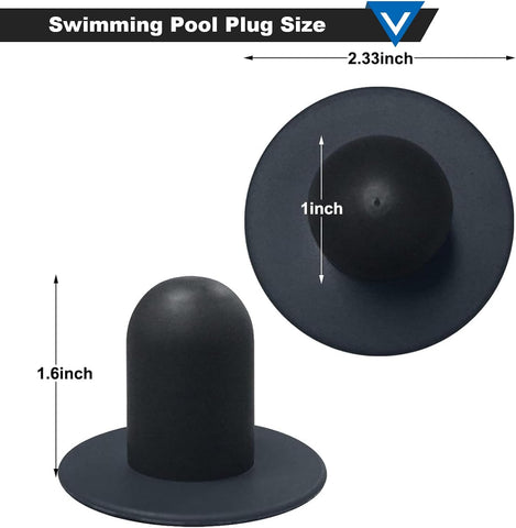 Popbee 4 PCS Swimming Pool Pump Strainer Hole Plug Replacement for Bestway & Intex Pools Ground Swimming Plug Wall Plug Stopper (Black)