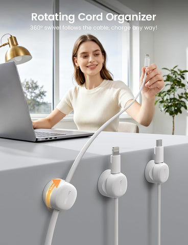 Lamicall 6 Pack Rotating Magnetic Cable Clips, Cord Organizer Holder