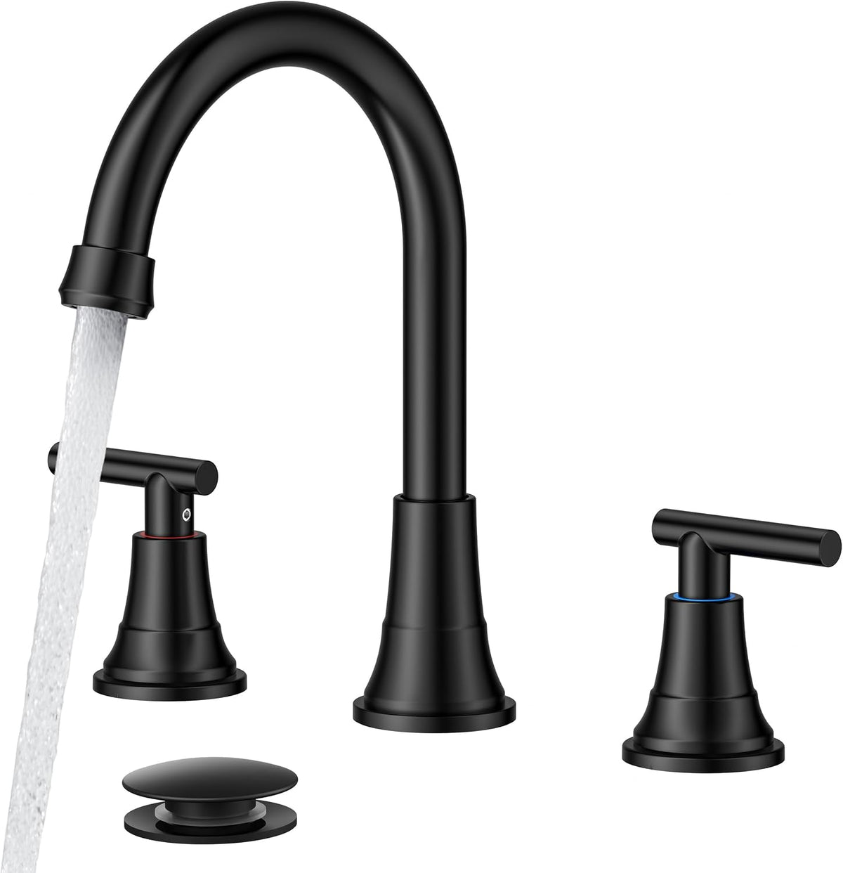 FORIOUS Black Bathroom Faucet 3 Hole, 8" Widespread Bathroom Vanity Faucet