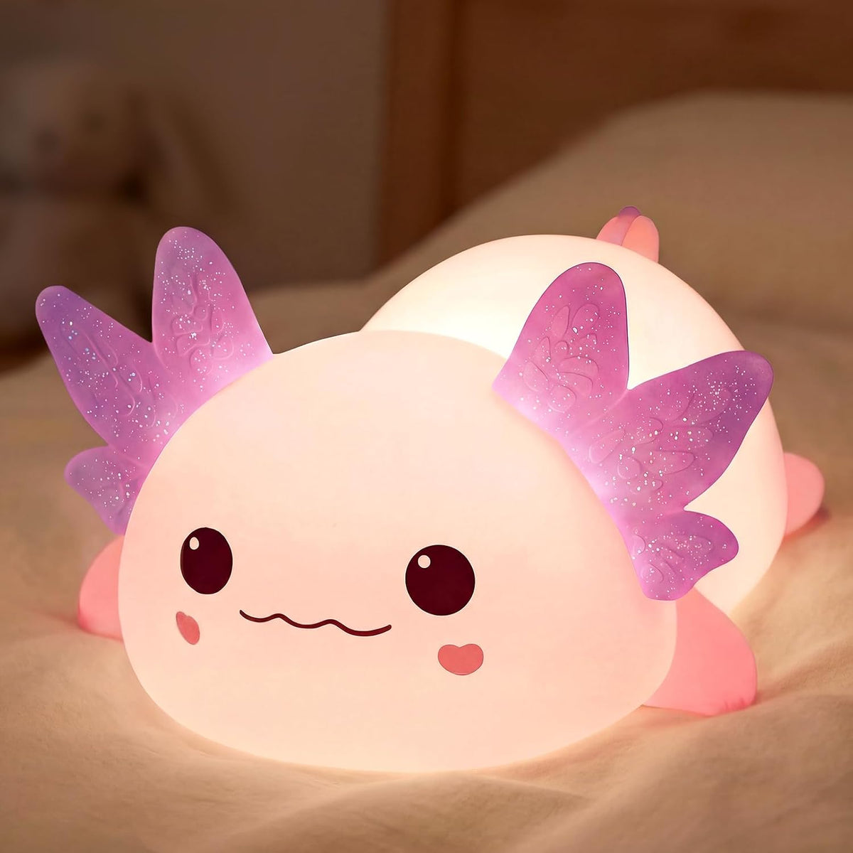 Mewaii Huggwaii Squishy Axolotl Night Light for Kids, BPA-Free