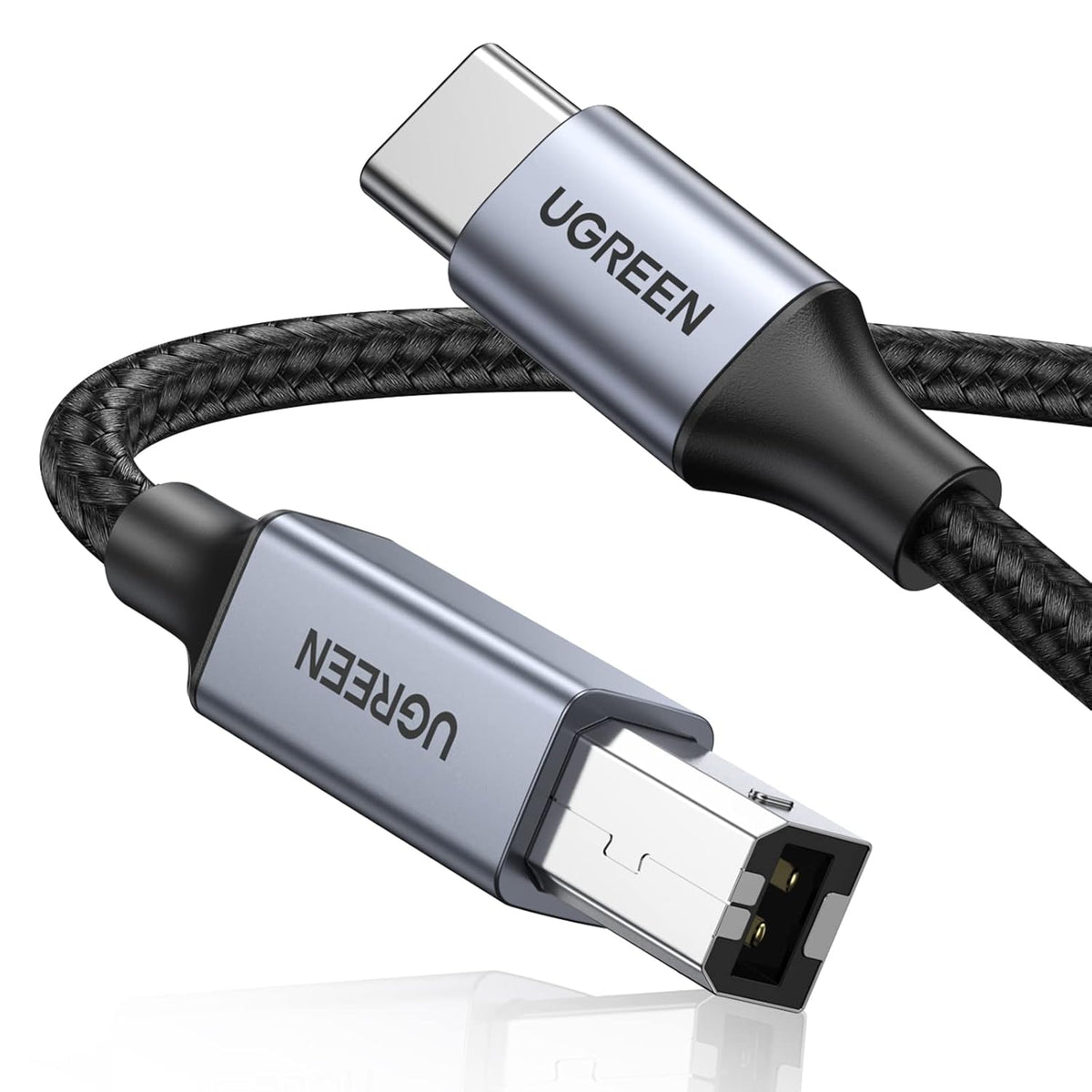 UGREEN USB-B to USB-C Cable 6.6FT, Nylon Braided for Printer & MIDI