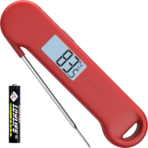 0.5 Sec Instant Read Meat Thermometer Digital for Outdoor Fryer, Red