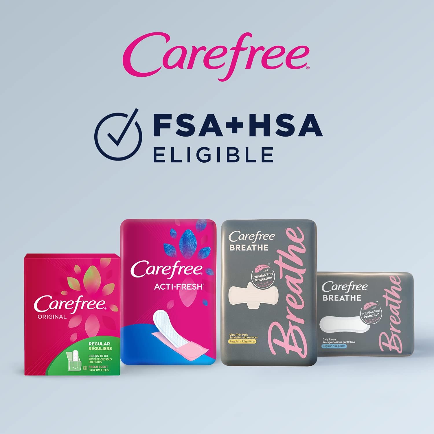 Carefree Panty Liners for Women, Regular, Wrapped, Unscented, 54ct (Pack of 2)