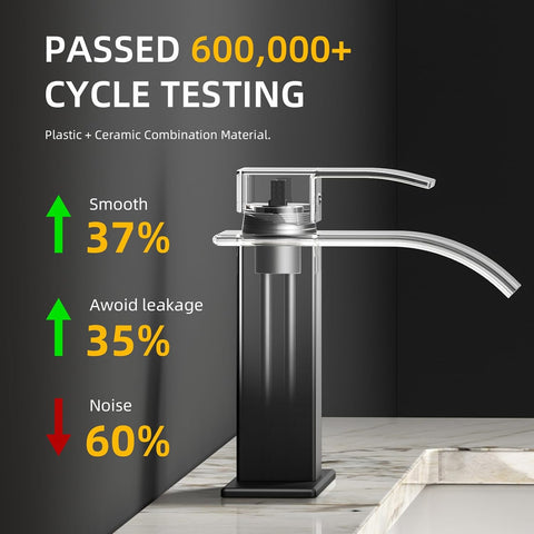 Ryuwanku Waterfall Bathroom Faucet, Matte Black Stainless Steel, 1-Handle