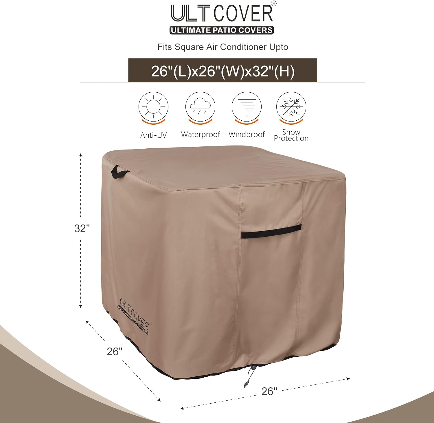 ULTCOVER Waterproof Air Conditioner Cover 26W x 26D x 32H in