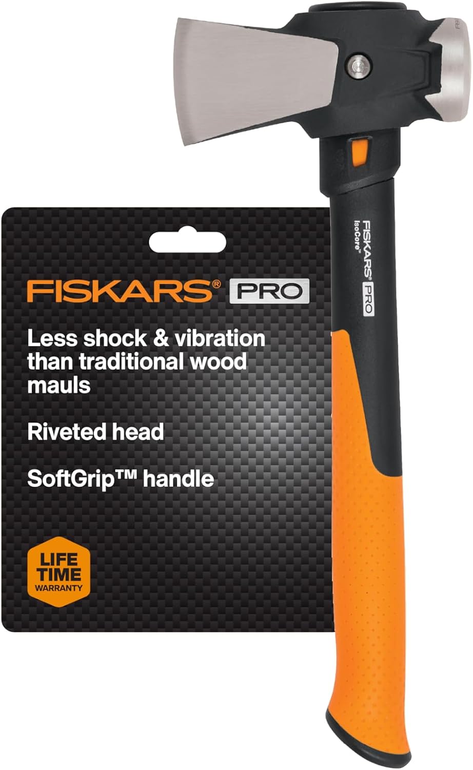 Fiskars Pro IsoCore 2.5 lb Splitting Maul, 14" Wood Splitter Axe