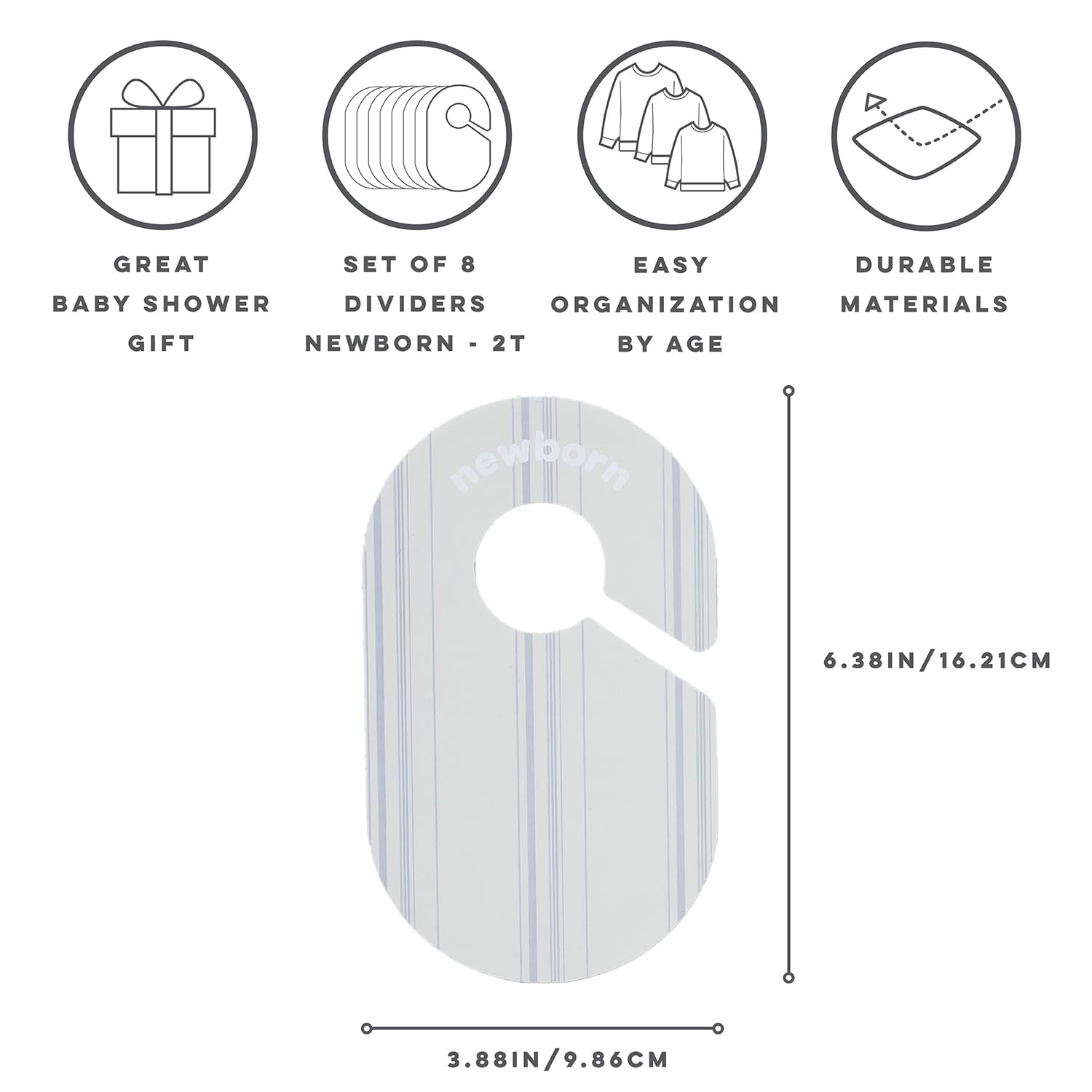 3 Sprouts Baby Closet Dividers, Newborn to 2T, Stripe, 8 Piece Set
